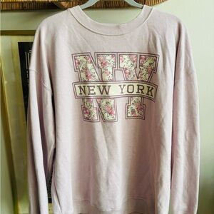 Altar'd State Pink/Purple Floral New York Sweater